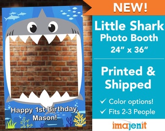 Printed and Shipped Little Shark Photo Booth. Coroplast Photo Booth.