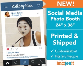 Printed and Shipped Social Media Theme Photo Booth. Coroplast Photo Booth.