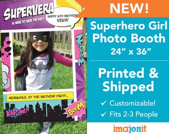 Printed and Shipped Superhero Girl Theme Photo Booth. Coroplast Photo Booth.