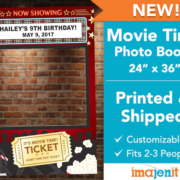 Printed and Shipped Movie Time Theme Photo Booth