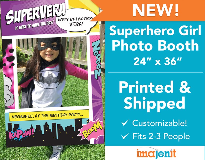 Printed and Shipped Superhero Girl Theme Photo Booth. Coroplast Photo Booth. image 1