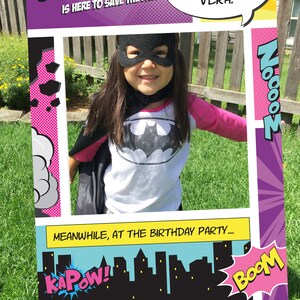 Printed and Shipped Superhero Girl Theme Photo Booth. Coroplast Photo Booth. image 2