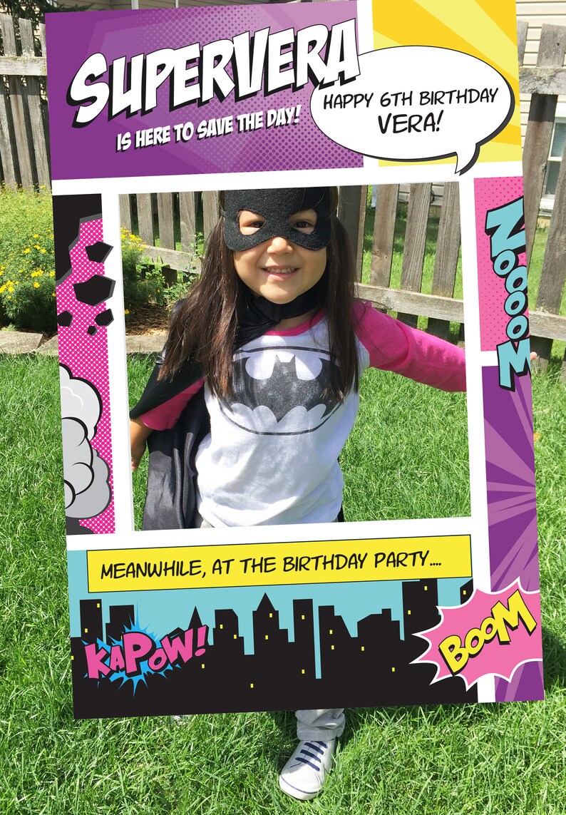 Printed and Shipped Superhero Girl Theme Photo Booth. Coroplast Photo Booth. image 2