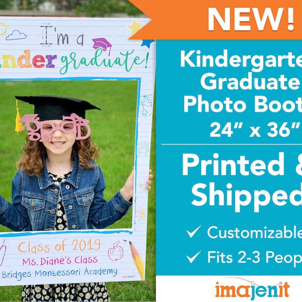Printed and Shipped Kindergarten and Preschool Graduation Theme Photo Booth. Coroplast Photo Booth.