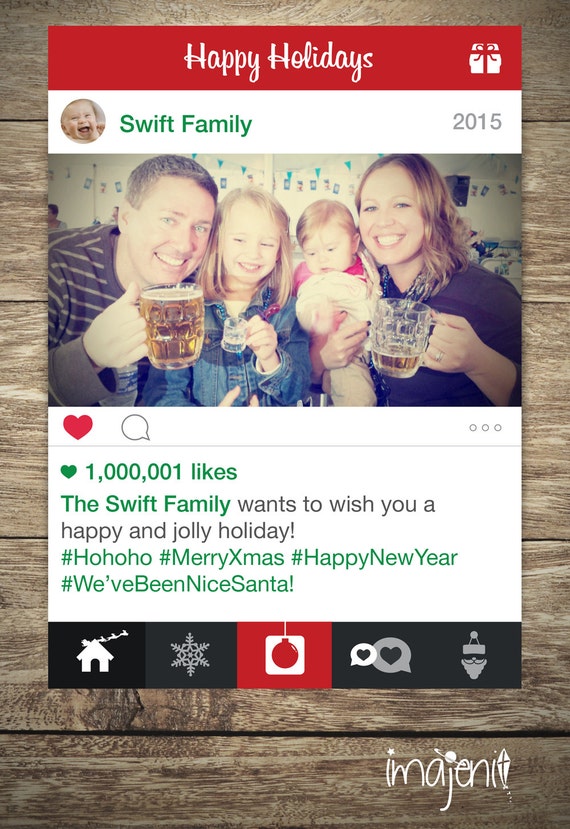 Social Media Merry Christmas card Happy New Year Card | Etsy