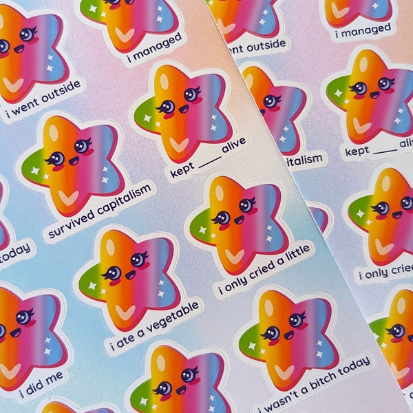 Rainbow gold star stickers for adults