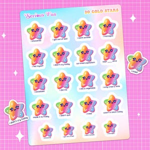 Funny Adulting Gold Star Stickers: Rainbow Planner Stickers