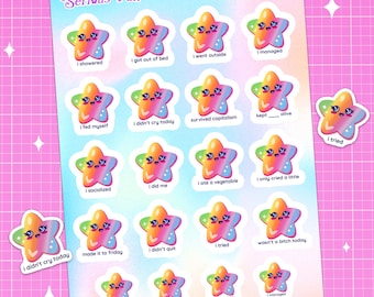 Funny Adulting Gold Star Stickers: Rainbow Reward Stickers