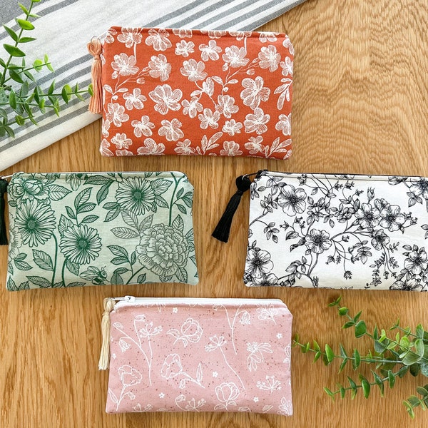 Small Zipper Pouch, Essentials Bag, Grab and Go Bag, Toiletry Bag With or Without Chapstick Keychain and Monogramming