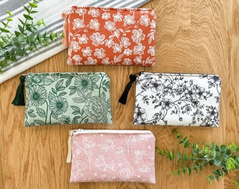 Small Zipper Pouch, Essentials Bag, Grab and Go Bag, Toiletry Bag With or Without Chapstick Keychain and Monogramming