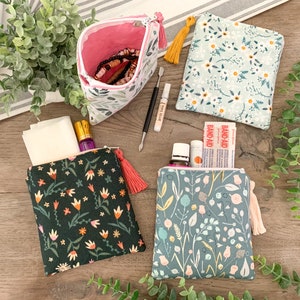 Small Zipper Pouch, Essentials Bag, Grab and Go Bag, Toiletry Bag With or Without Chapstick Keychain and Monogramming