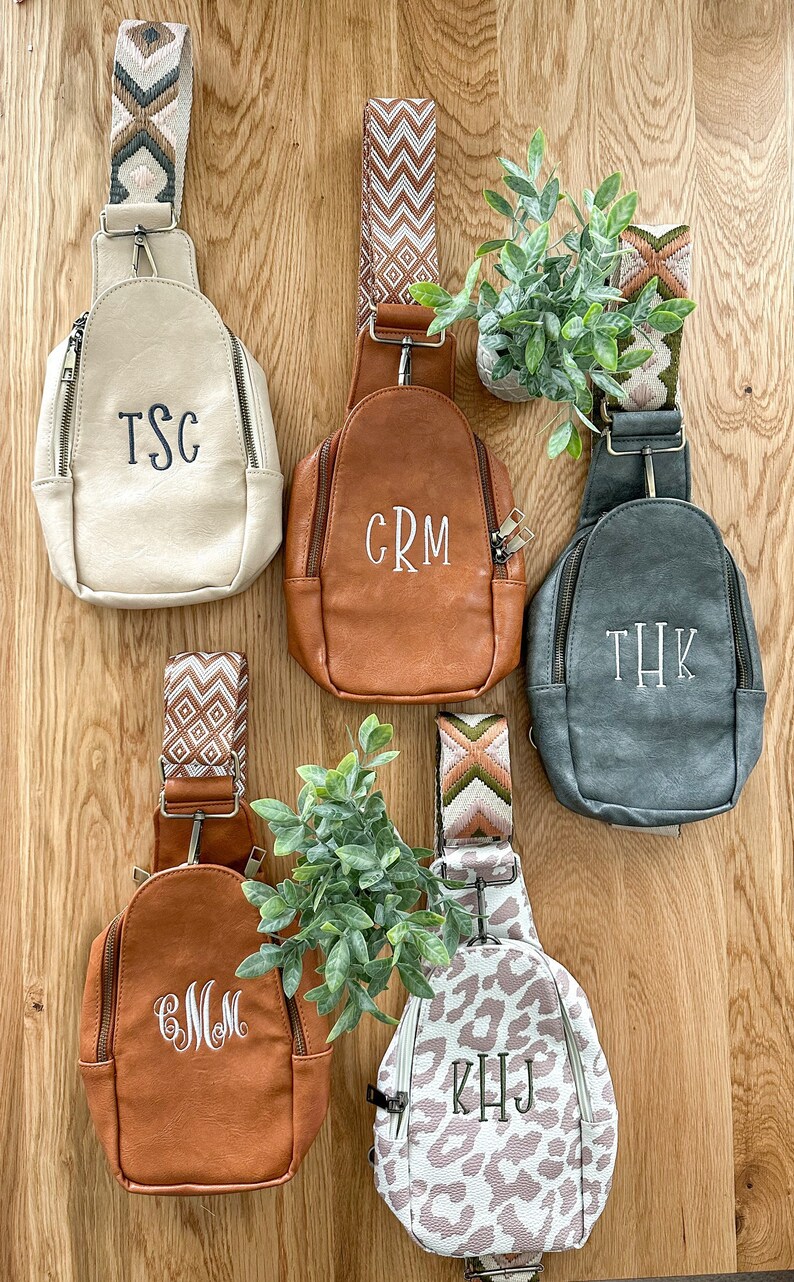 Monogrammed Women's Sling Bag With Guitar Strap Etsy