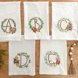 Embroidered Lettered Decorative Tea Towels, Wedding Gift, Personalized Wedding Gift, Personalized Gift, Newlywed Gift