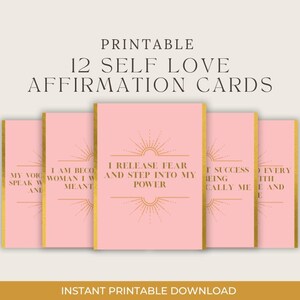 12 Printable Self-Love Affirmation Cards | Confidence & Empowerment Quotes | Digital Download | Mental Health | Mindfulness Cards for Women