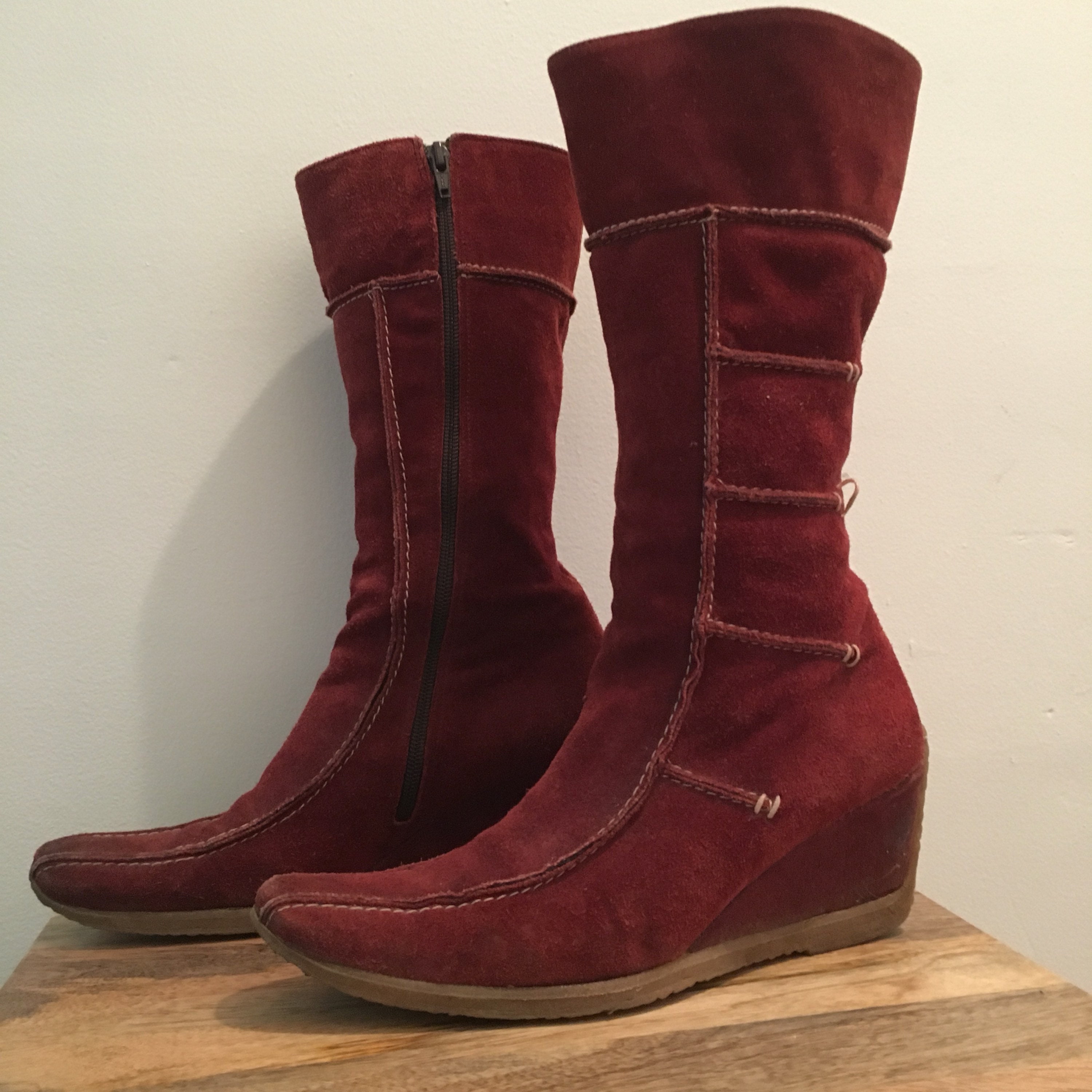 rust colored suede boots