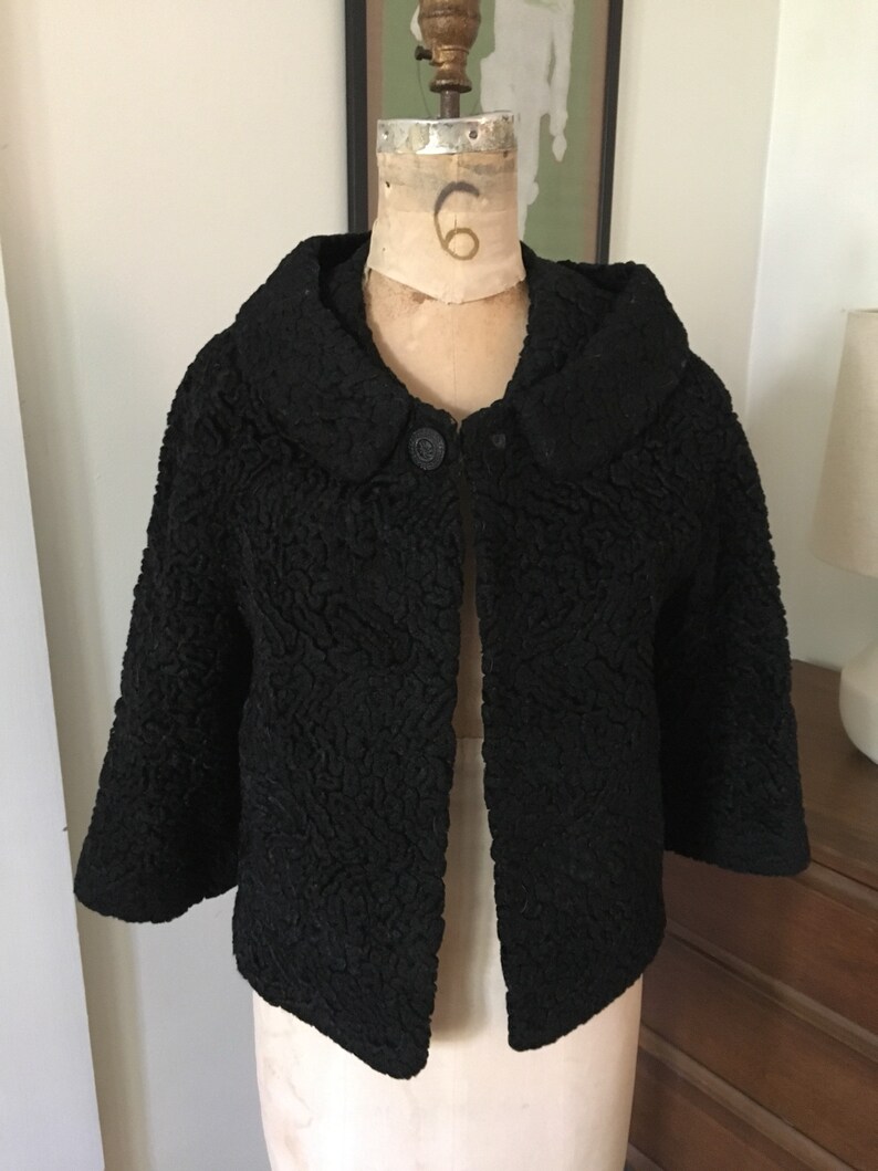 Women S 1950s Persian Lamb Karakul Coat Short Swing Jacket Formal Jacket Prom