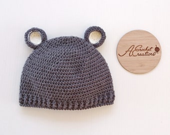 Handmade Woollen Teddy Bear Ears Winter Crochet Custom Beanie Hat for Baby, Toddler & Child