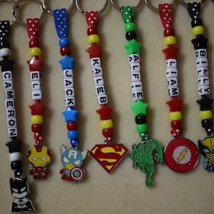 Personalised Superhero Keyring bag tag Bagtag Super hero
