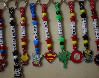 Personalised Superhero Keyring bag tag Bagtag Super hero