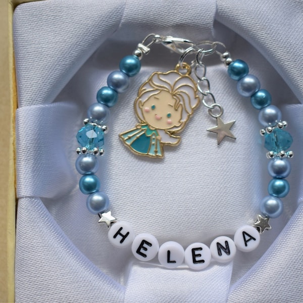 Personalised Bracelet Elsa Anna Olaf Frozen Inspired, Gift Boxed