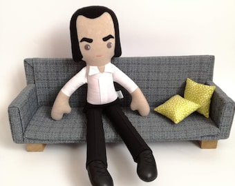 Nick Cave inspired rag doll, handmade cloth doll, celebrity fabric doll