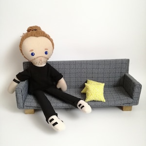 Thom Yorke inspired rag doll, Radiohead inspired cloth doll, handmade soft fabric doll