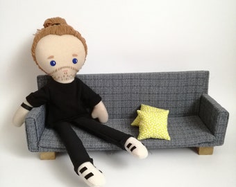 Thom Yorke inspired rag doll, Radiohead inspired cloth doll, handmade soft fabric doll
