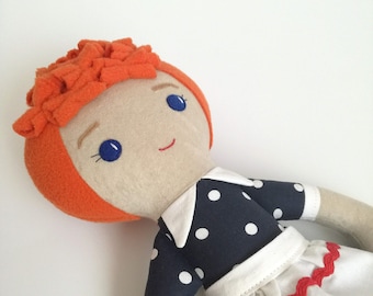 Lucille Ball soft fabric doll, I love Lucy cloth doll, handmade rag doll