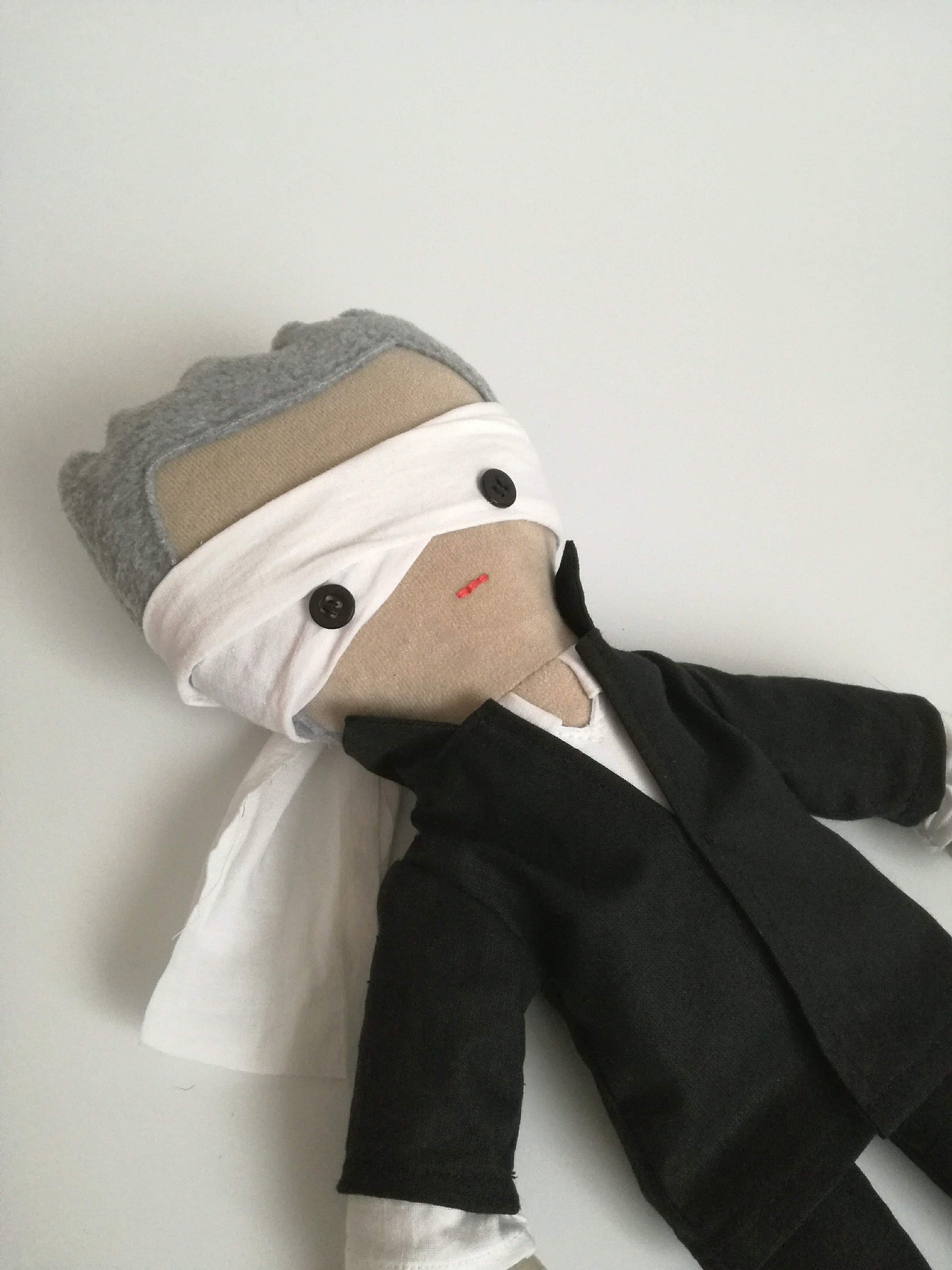 David Bowie inspired rag doll, Blackstar handmade cloth doll, soft fabric doll