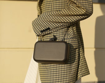 Matte Black Wooden Clutch Bag I Statement Eco-friendly Purse Handbag