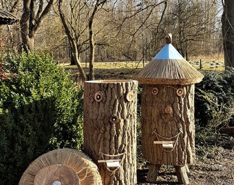 Klotzbeute Bienenbeute mit Dämmung aus Stroh für Biene und Bücherskorpion