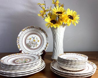 Vintage 20s Copeland Spode Buttercup Old Backstamp Asst Open Stock Replacements Plates Saucers Made in England VG Cond