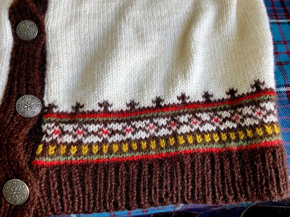 Vintage Handknit Fair Isle Cardigan Sweater Woman… - image 7
