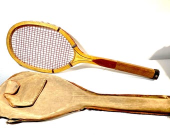 Rare 1915 Antique Tennis Racquet "Alex Taylor Middle States" Orig Canvas Cover Wall Display Sports Collectible VG Cond Free Ship