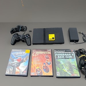 Sony PlayStation 2 SCPH-70012 Slim Black Console w Accessories, Tested + Working