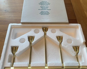 PartyLite Brass Quintette Taper Candle Holder Candelabra P0154