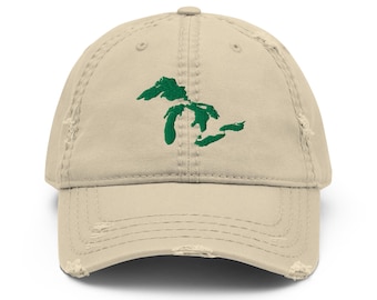 Great Lakes Embroidered Distressed Dad Hat | Choose Your Embroidery Color | Great Lakes Gift