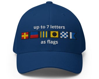 Personalized Nautical Flags Embroidered Structured Twill Cap | With Optional Text on Back of Hat | Boater Gift | Sailor Gift