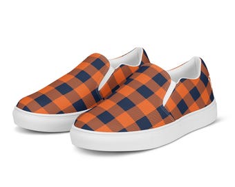 Tigers Colors in Buffalo Plaid Women’s slip-on canvas shoes