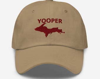 Yooper UP Embroidered Dad Hat with optional text | Choose Your Embroidery Color | Michigan UP Baseball Cap | Yooper Gift