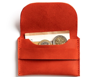 Red Leather Wallet / Front Pocket Wallet/Credit Card Holder - Elf Bread 2.1