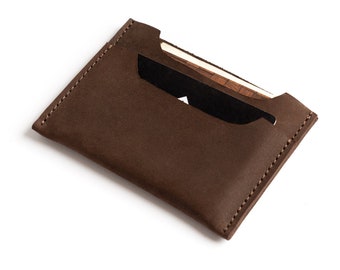 Leather wallet / Front Pocket Handmade Wallet /Credit Card Holder - Elf Bread 2.0