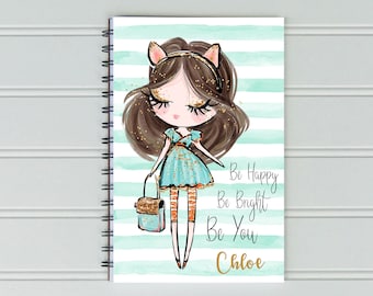 Stylish Girl, Journal, Notebook, Stylish Journal, , Inspirational quote, Cute Journal, Journal for Girls, Be Happy, Be You