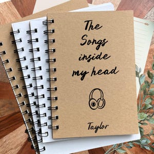 The Songs Inside My Head Journal, Personalized Music Notebook with Lined and Blank Pages, Handmade Writing Book