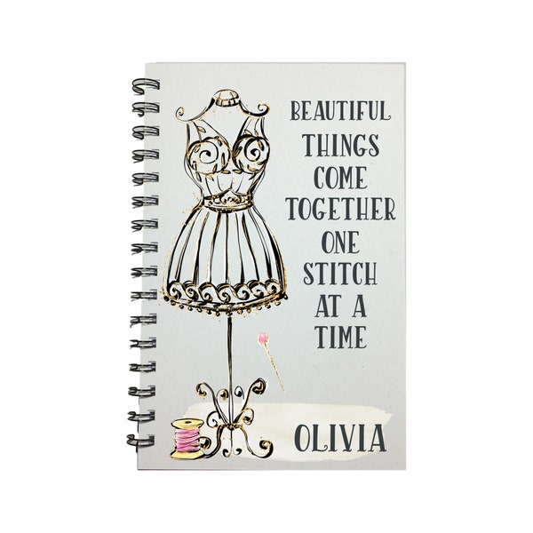 Sewing Ideas, One Stitch at a Time, Sewing Journal, Sewing Notebook, Sewing Project Planner, Personalized, Seamstress Gift, Sewing Gift