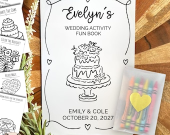 Wedding Coloring Book for Kids, Personalized Favor, Reception Activities and Games for Children