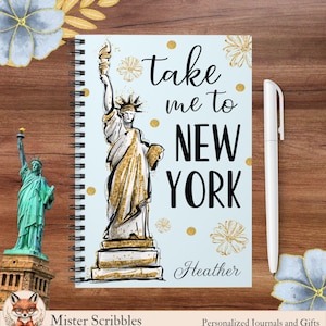 New York Journal, NYC Notebook Gift, NYC Travel Journal, Travel Diary,  Statue of Liberty Journal, Souvenir Notebook, Travel Gift for Her