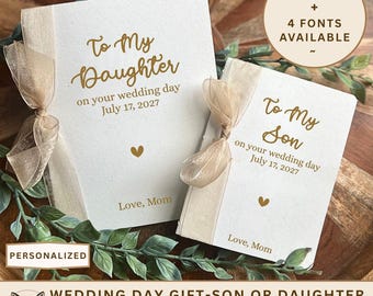 To My Son or Daughter on Your Wedding Day, Personalized Letter Book, Keepsake Gift from Mom or Dad, Sentimental Memory Book with Ribbon