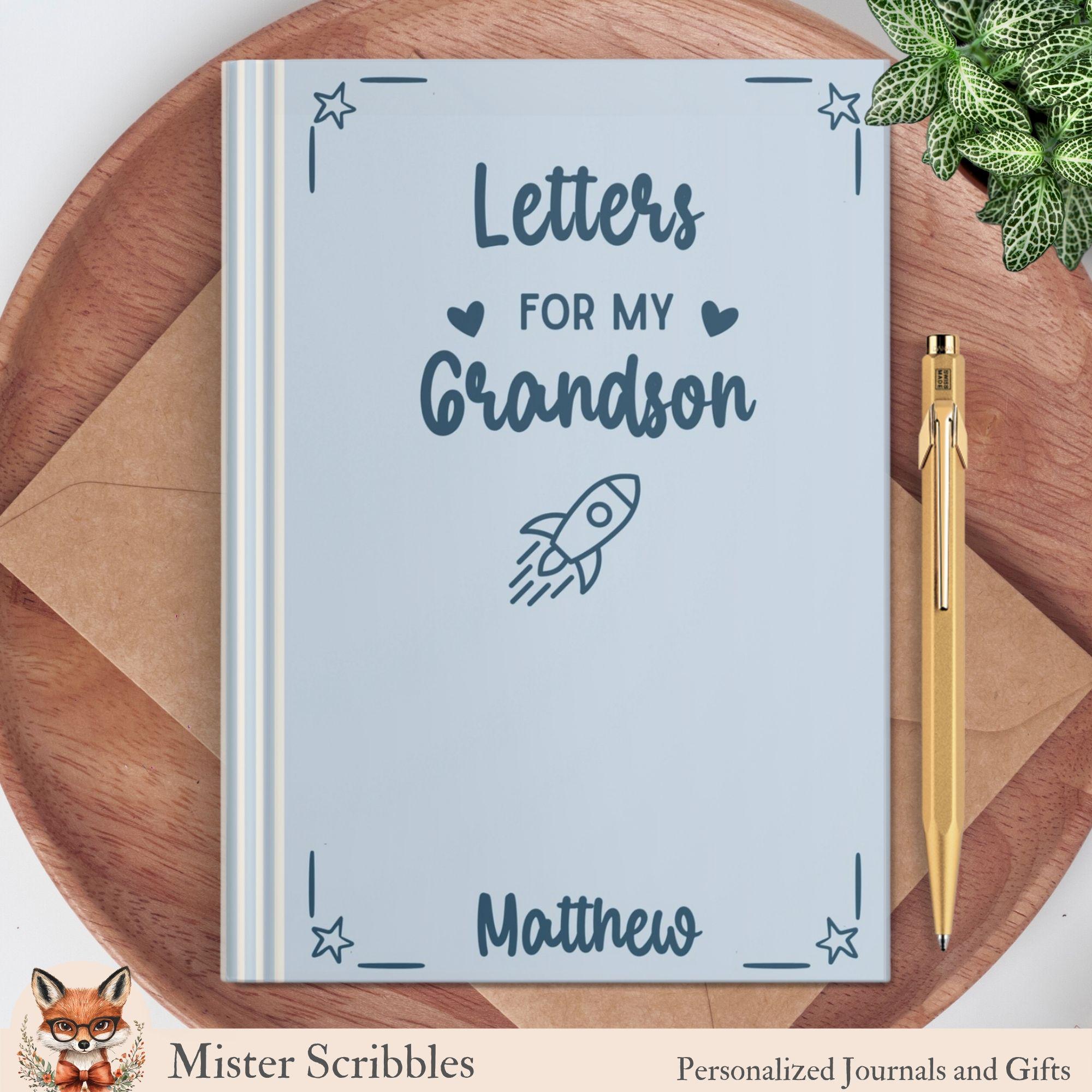 To My Grandson – Personalized Journal, Grandson Gift from Grandma, Keepsake Memory Book, Letter Writing Notebook, Dear Grandson, Baby Boy