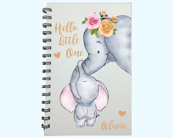 Hello Little One, Baby Journal, Baby Elephant, Baby Girl, Baby Boy, Baby Shower Gift, Baby Book, Gift to New Mom, Pregnancy Journal, Baby